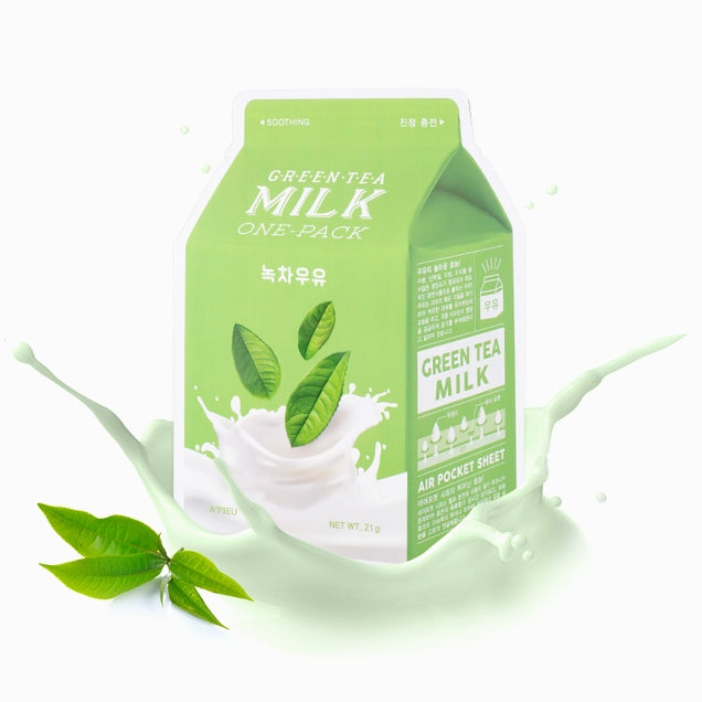 A'PIEU Green Tea Milk One-Pack (astringente, calmante, lenitiva) - 21gr - NuvoleBlu