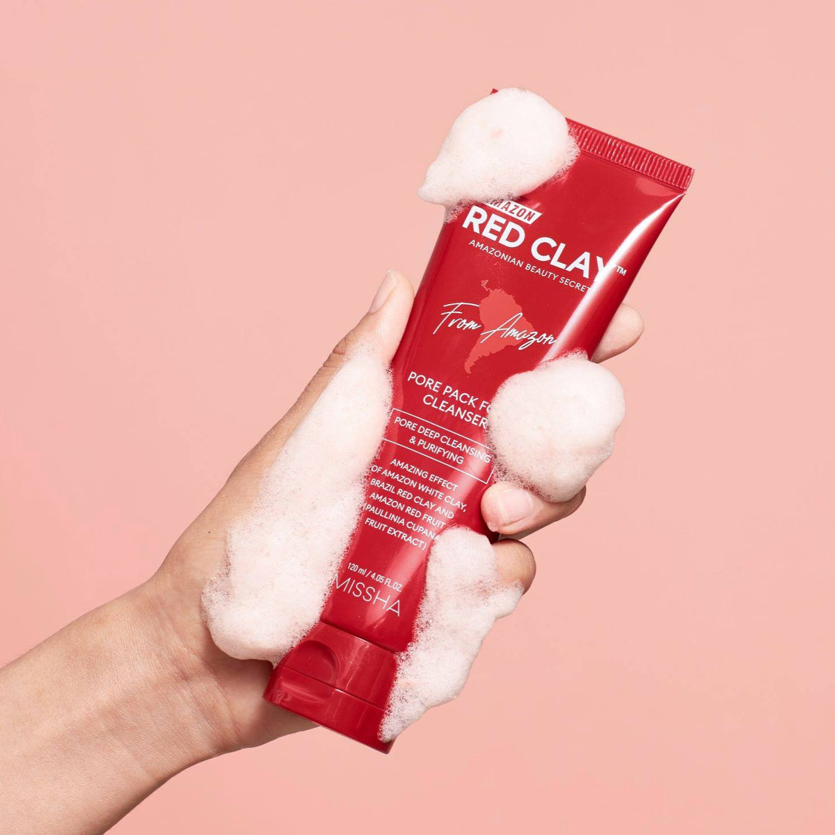 Amazon Red Clay™Pore Pack Foam Cleanser Missha (detergente + maschera wash off) - NuvoleBlu