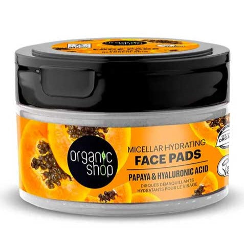 Papaya & Hyaluronic Acid Micellar Hydrating Face Pads Organic Shop - 20 pz